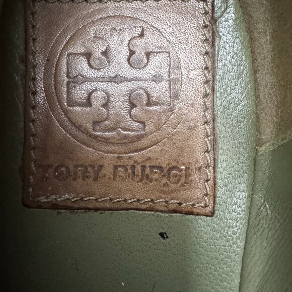 Tory Burch Womens Flat Shoes Olive Green Snake Skin Ballet Flats SIZE 8.5M - Picture 9 of 10